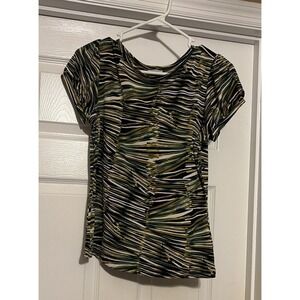 Women's Dressy Stretch Blouse, Worthington Petite Medium, Black / Multi Stripes